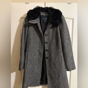 Banana Republic Black and Gray Herringbone Coat